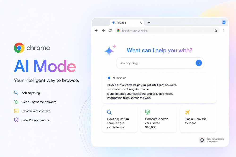 Google Chrome AI Mode with intelligent AI-powered smart browsing experience